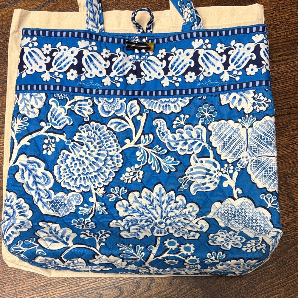 Vera Bradley Blue and White Quilted Floral Tote